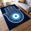 Blue Hamsa Evil Eye Pattern Carpet with Intricate Floral Design Suitable for Use As an Anti-slip for Living Room Bedroom Sofas