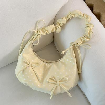 Bows Single-shoulder Bag, Women's Pleated Dumpling Bag, Simple Cross-body Bag