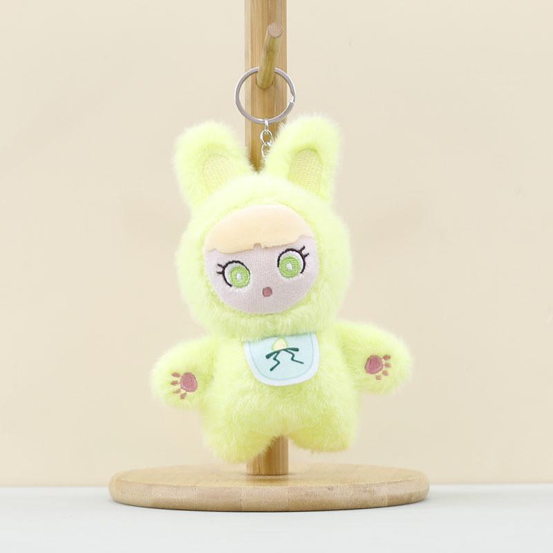 Transformative Bunny Plush Keychain Cartoon Dress Up Rabbit Toy Keyring And