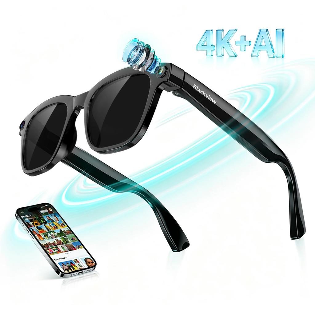 Blackview BV300 Smart Glasses HD Camera Built-in AI Bluetooth Speakers Photochromic Lenses