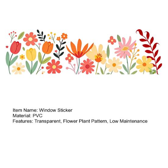 Watercolor Flower Pattern Window Sticker, Transparent Electrostatic Adhesion Glass Decal, Waterproof Scratch-Resistant Decorative Film