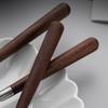 304 Stainless Steel Walnut Wood Handle Spoon & Fork Set: Vintage Solid Wood Cutlery for Dessert & Home Dining