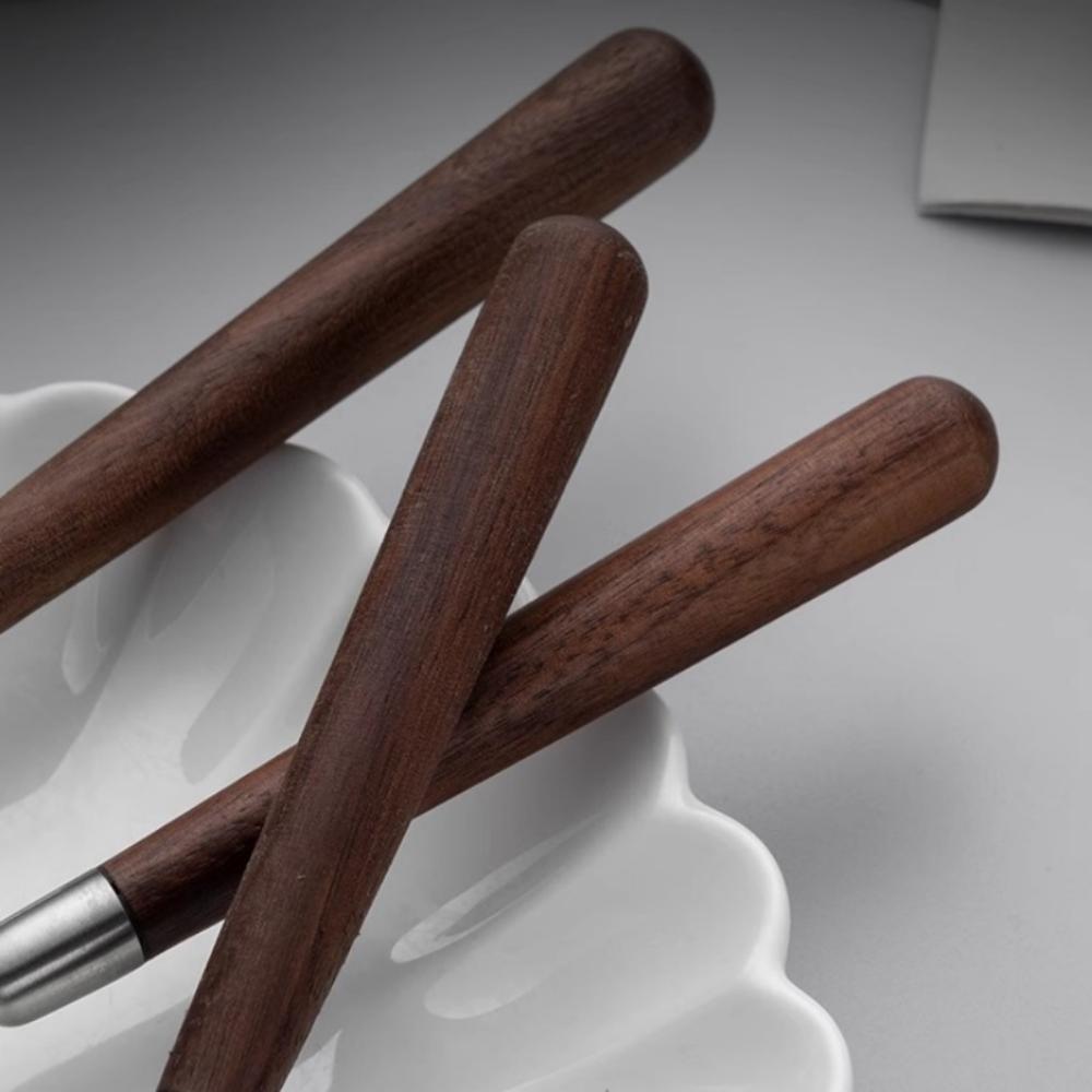 304 Stainless Steel Walnut Wood Handle Spoon & Fork Set: Vintage Solid Wood Cutlery for Dessert & Home Dining