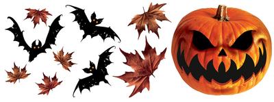 Halloween Sticker Decoration Pumpkin Leaf Bats