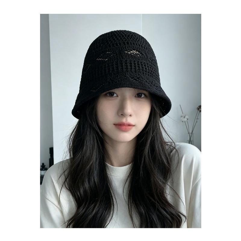 Women S Knitted Hollow Bucket Hat Summer Breathable Sun Shade Hat