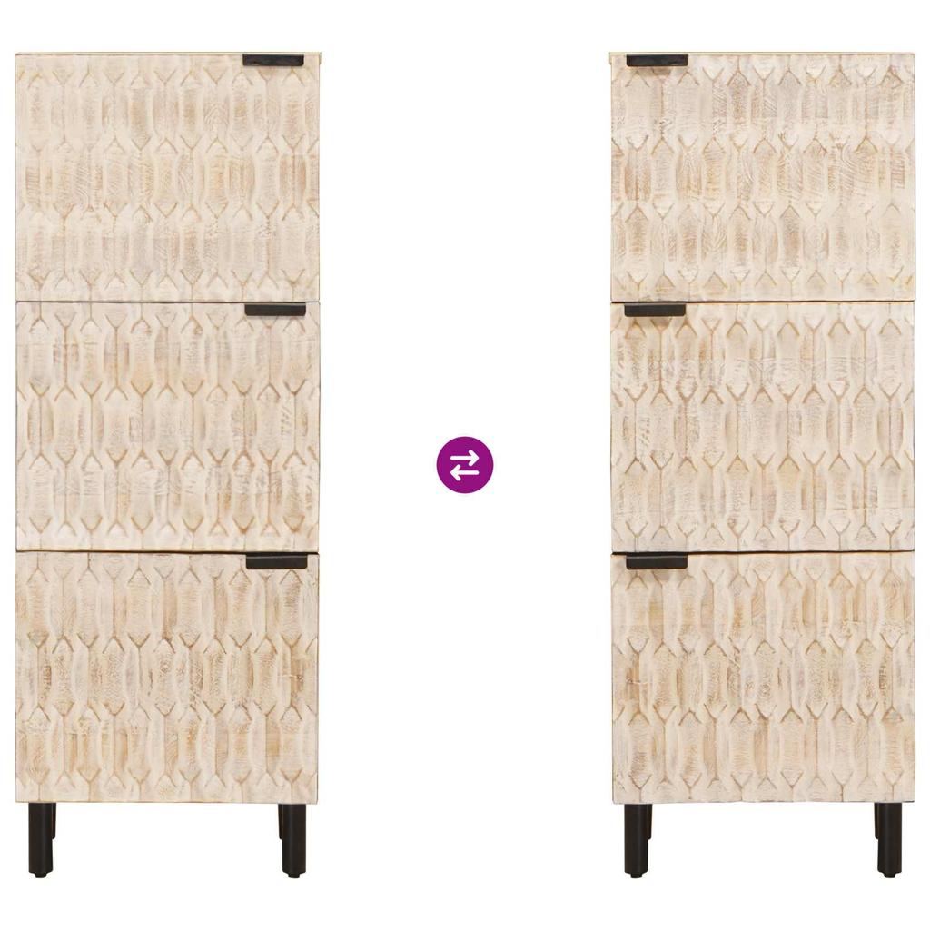 Highboard with Door White Washed Surface 40 x 33 x 110 cm