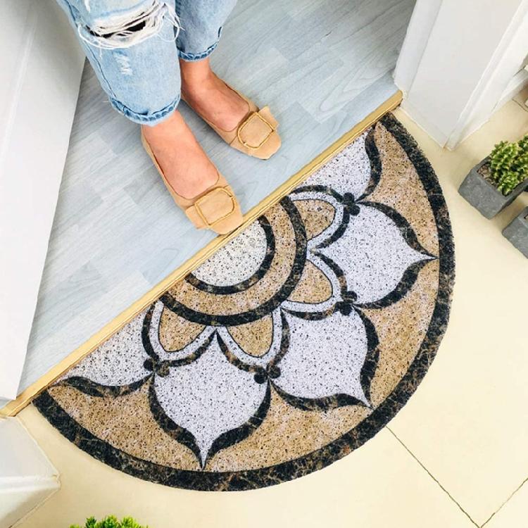 Dirt-Resistant PVC Carpets Semicircle Non Skid Backing 6 Styles for Home