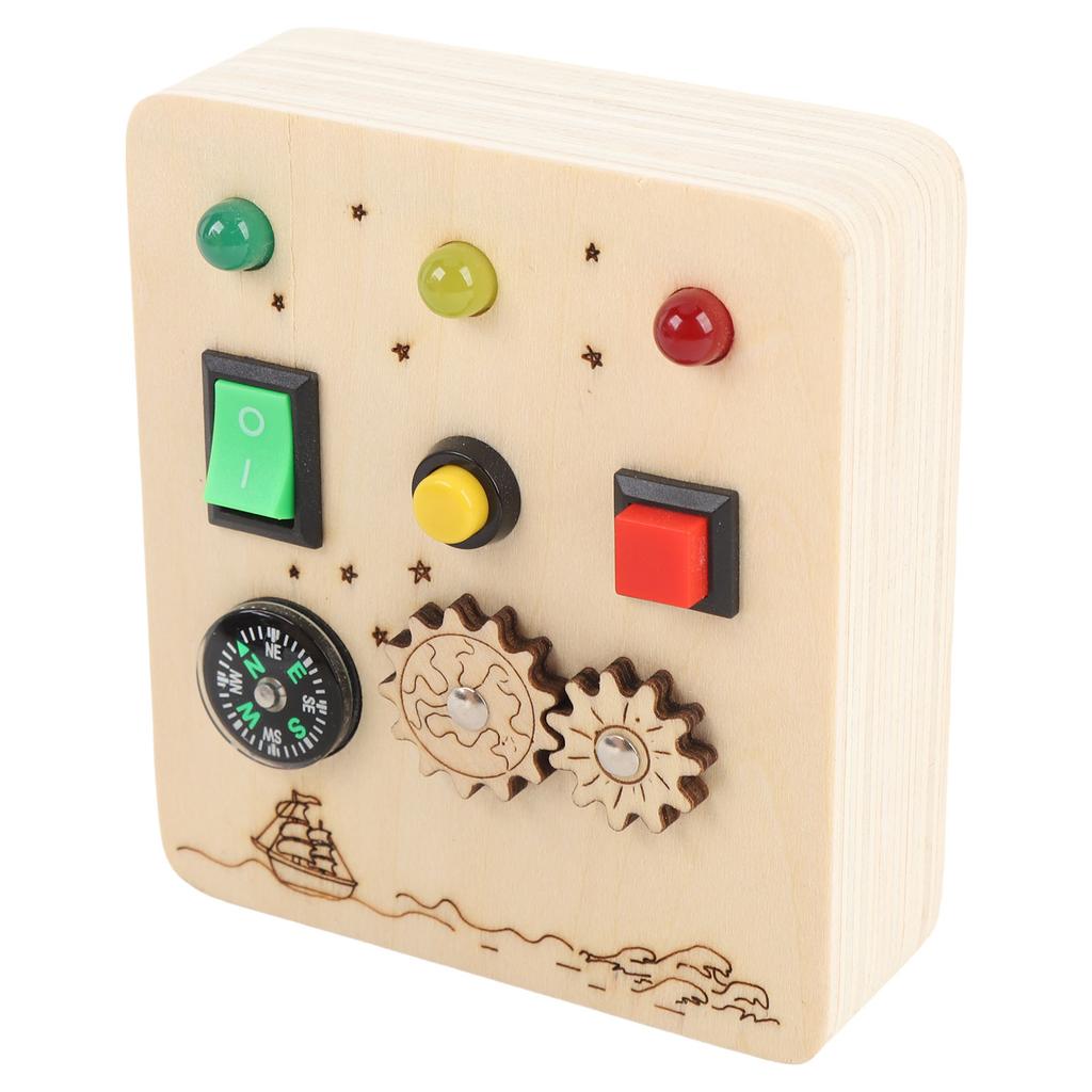 Wooden Sensory Board Switch Toy Red Green Light Switch Board Game Educational Early Learning for