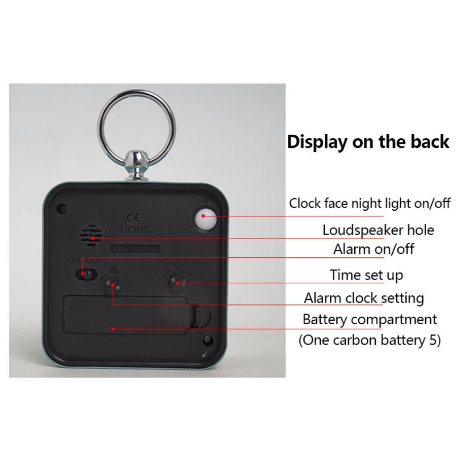 1PC Metal Ring Snooze Alarm Clock; One Click Snooze for 5 Minutes or Backlight; Used for Bedroom Headboard Decoration