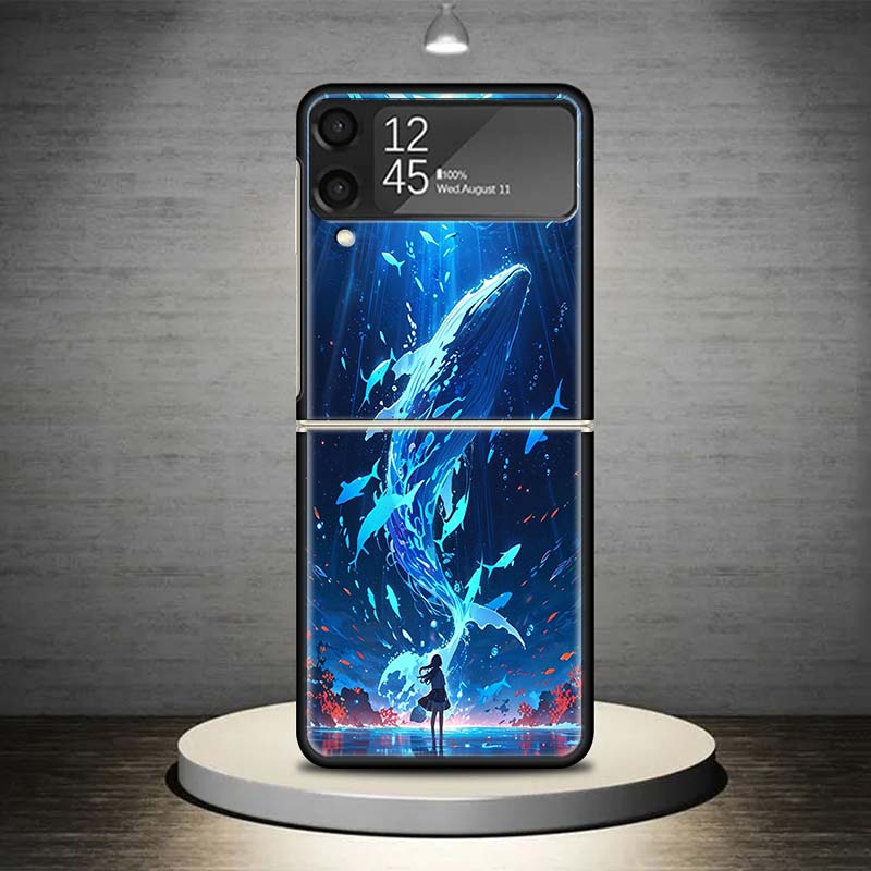Humpback Whale Sea Giant Phone Case For Samsung Galaxy Z Flip 7 6 5 4 3 5G Shockproof Cover Z Flip7 Flip6 ZFlip5 Flip3 Flip4 Lux