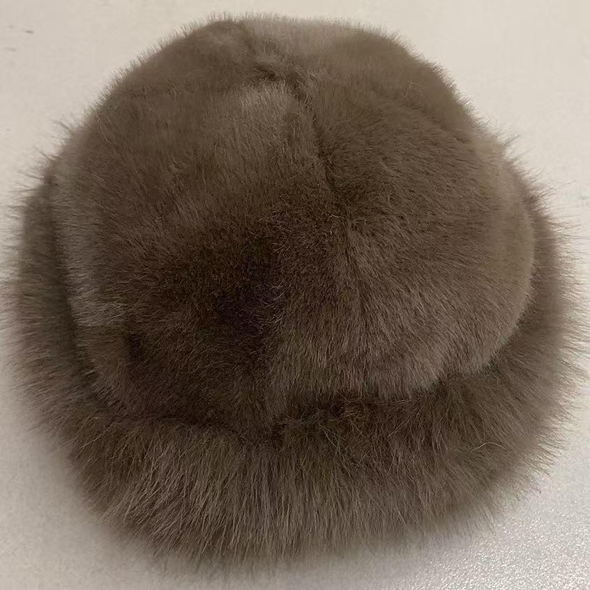 White Imitation Fur Plush Hat Women's Autumn and Winter Thickened Ear Protection Warm Fluffy Bucket Hat Cold Mongolia Hat