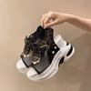 Fashion Air Mesh Breathable 8cm Women Sandals 2024 New Comfortable Shoes Fashion Summer Fish Toe Platform Wedge High Hidden Heels Ladies