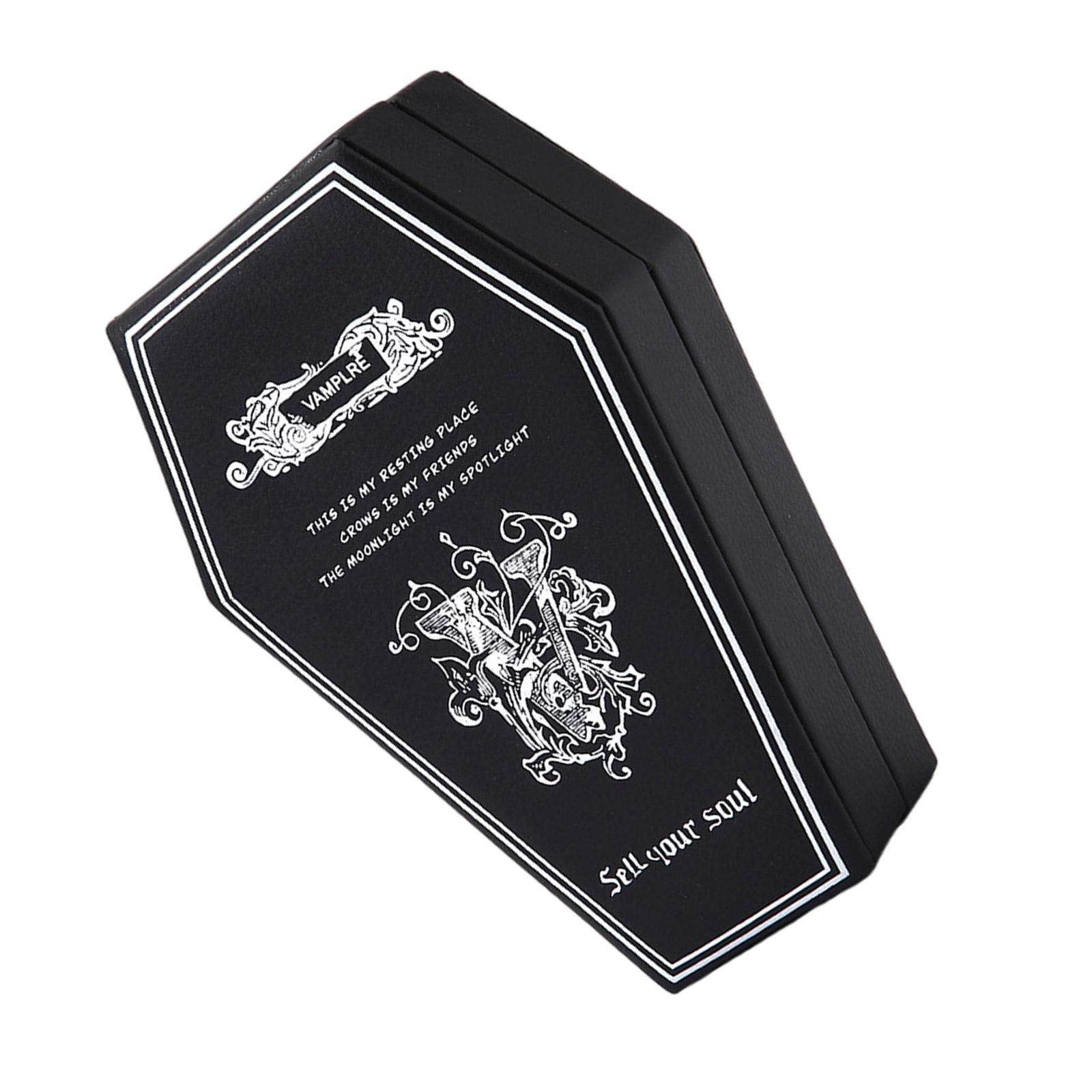 

Decorsative Coffin Shaped Ring Holder Water Resistant PU Storage Box Ideal For Terrifying Home Decors And Gifts чорний/білий
