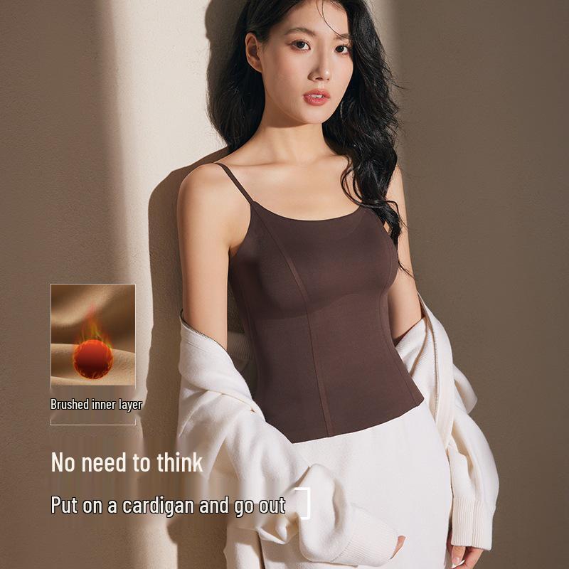 2025 Autumn/Winter Seamless Nude Bra with Built-In Pads, Slimming Camisole (Brushed Soft and Free-to-Wear)