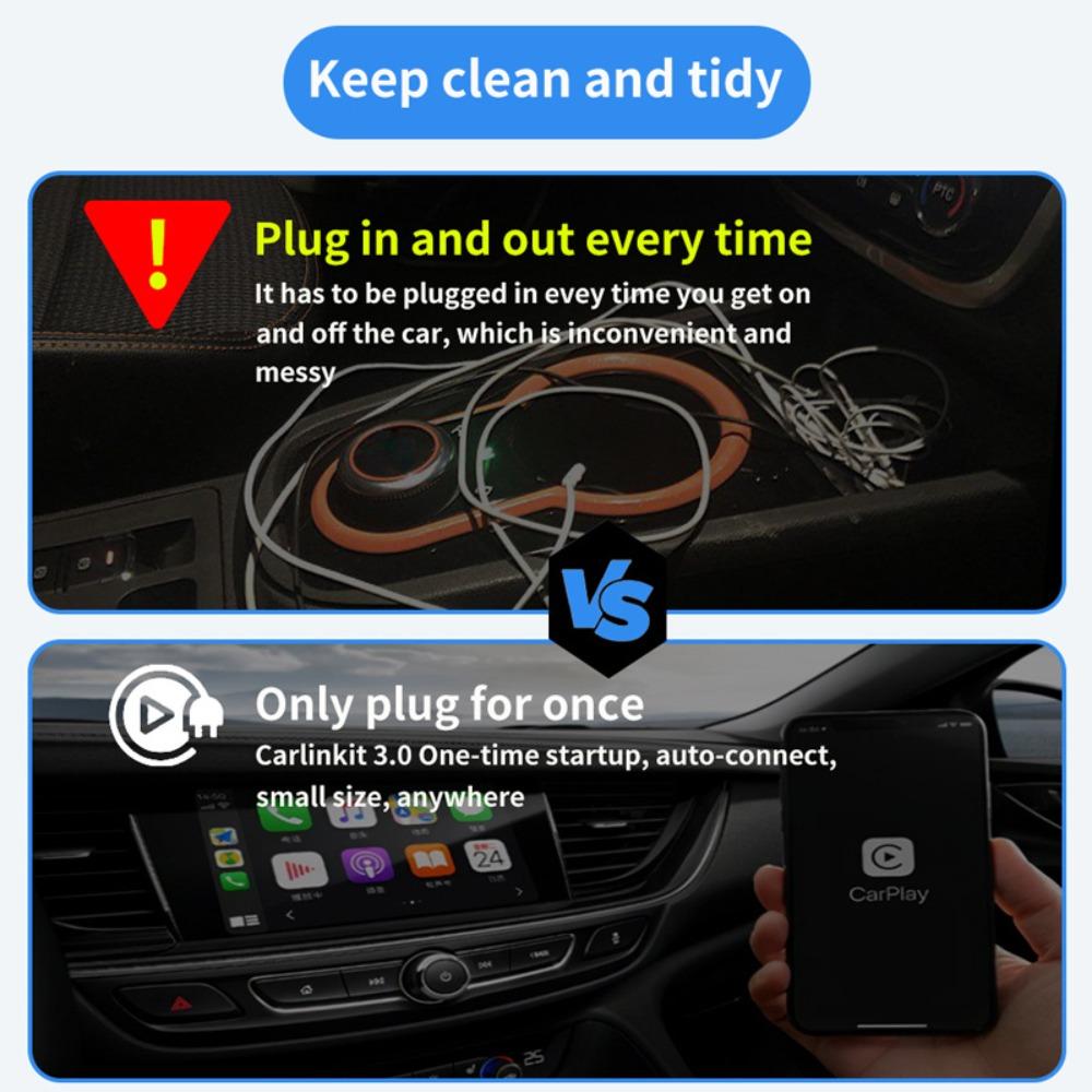 Dual Channel Wireless Carplay Adapter Android Auto AI Box Convert Wired to Wireless for Cars