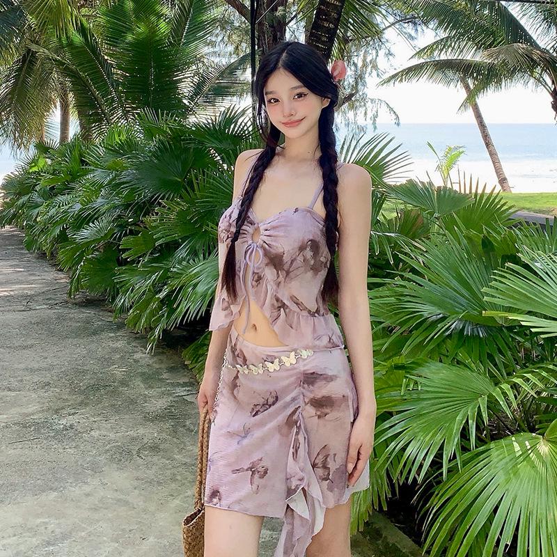 

Сексуальное бикини-халтер в стиле инфлюенсера с цепочкой на талии - Купальник для пляжного отдыха Large