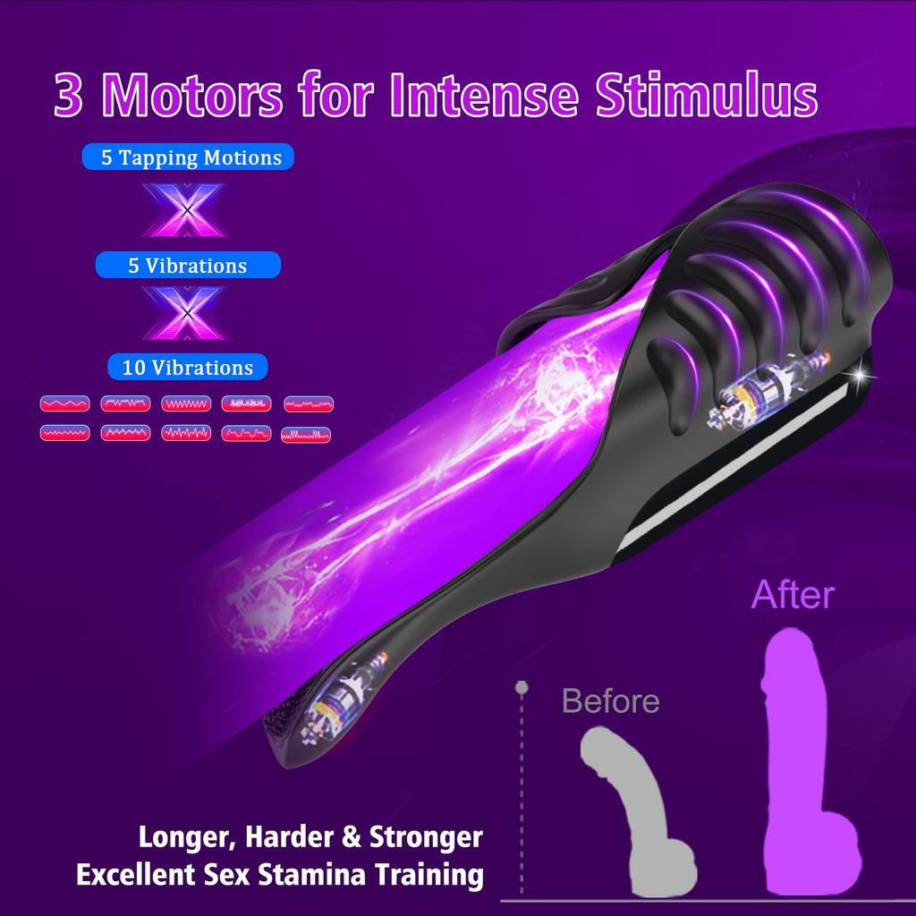 Adjustable Vibrating Male Masturbator Penis Trainer Massager Glans Stimulator Cock Tapping Vibrators Sex Toys for Men Pleasure