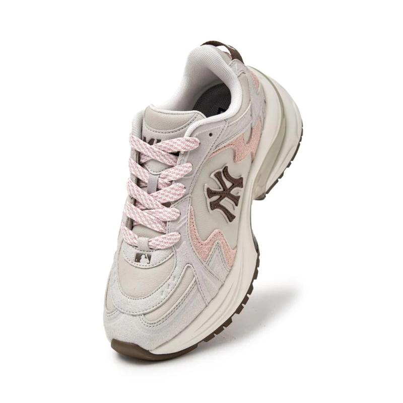 MLB Curve Runner Abrasion Resistant Breathable Low top Casual Shoes Unisex Gray Pink Sneakers 3ARNC025N-50PKL