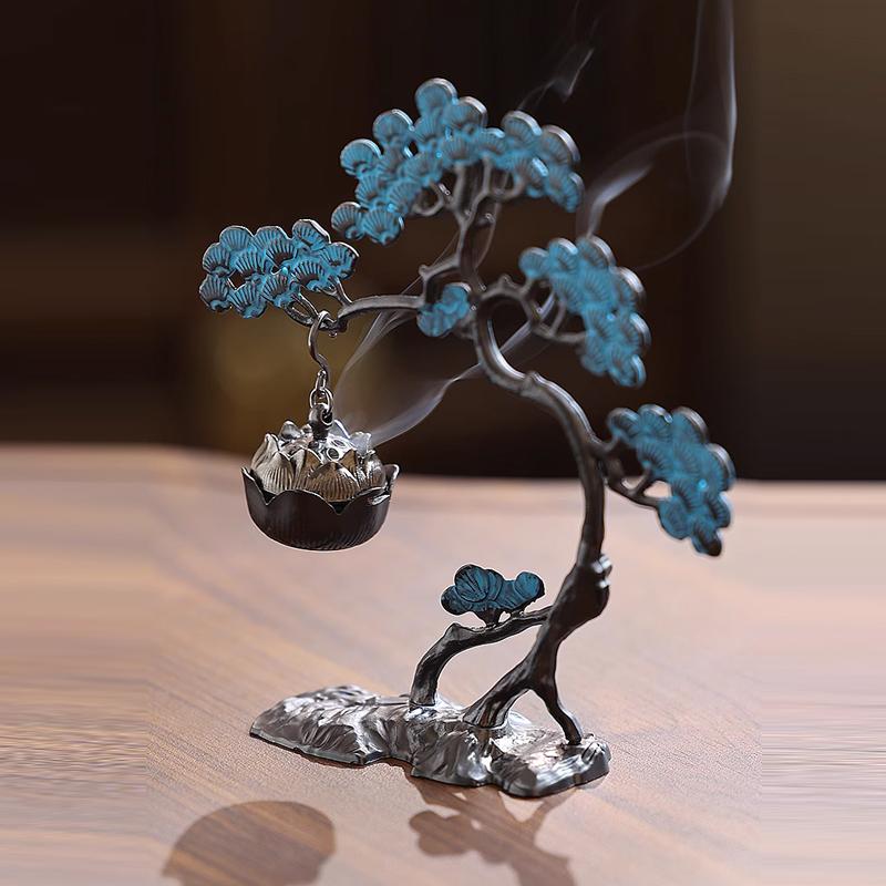 Creative Welcome Guest Pine Incense Burner Ornament Zen Tea Ceremony Home Indoor Chinese Hollow Retro Hanging Incense Burner 1Pc