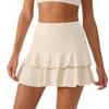 Womens Sporty 2-in-1 Tennis Skort With Double Ruffle Hem Quick-Dry Breathable Nylon Badminton Gym Running