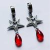Inverted Pentagon Five-Pointed Star Gothic Earrings with Red Teardrop Gem - Dark Aesthetic Witchcraft Jewelry
