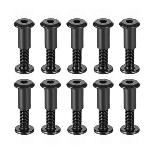 uxcell Screw Posts, Belt Buckle Binding Bolts, Leather Fasteners, 8mm Hole Diameter, Male M6x25mm, Carbon Steel, Black, Pack of 10