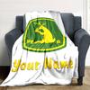 1pc John Deere Banner Blanket with Custom Name, Gift, for Men and Women, Soft Blanket, Good for Sofa Bed Couch Travel, Lightweight Flannel Blanket