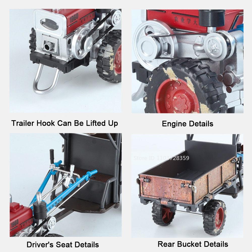 1:24 Agricultural Tractor Miniature Model Toys Metal Diecast Sound Light Doors Opened Movable Handle Simulation Toy Boys Gifts