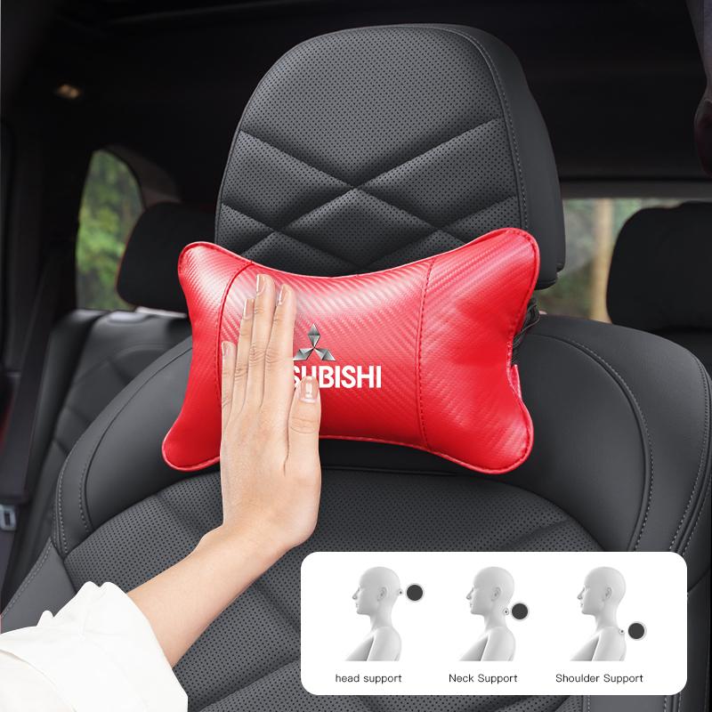Auto Logo Sitz Kopfstütze Nackenstütze Schutz Kissen Auto Innenraum Für Mitsubishi Eclipse Lancer Outlander Pajero ASX Colt I200 Ex
