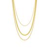 Gold Plated Triple Layer Herringbone Chain Necklace Fashion Jewelry for Women