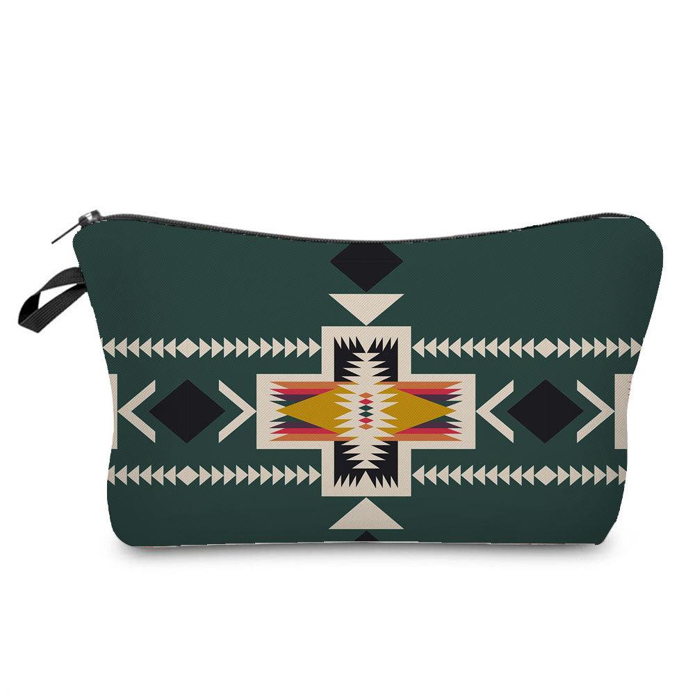 Women Geometric figure Print Cosmetic Bag Toiletries Organize Travel Storage Case 6756 KTB