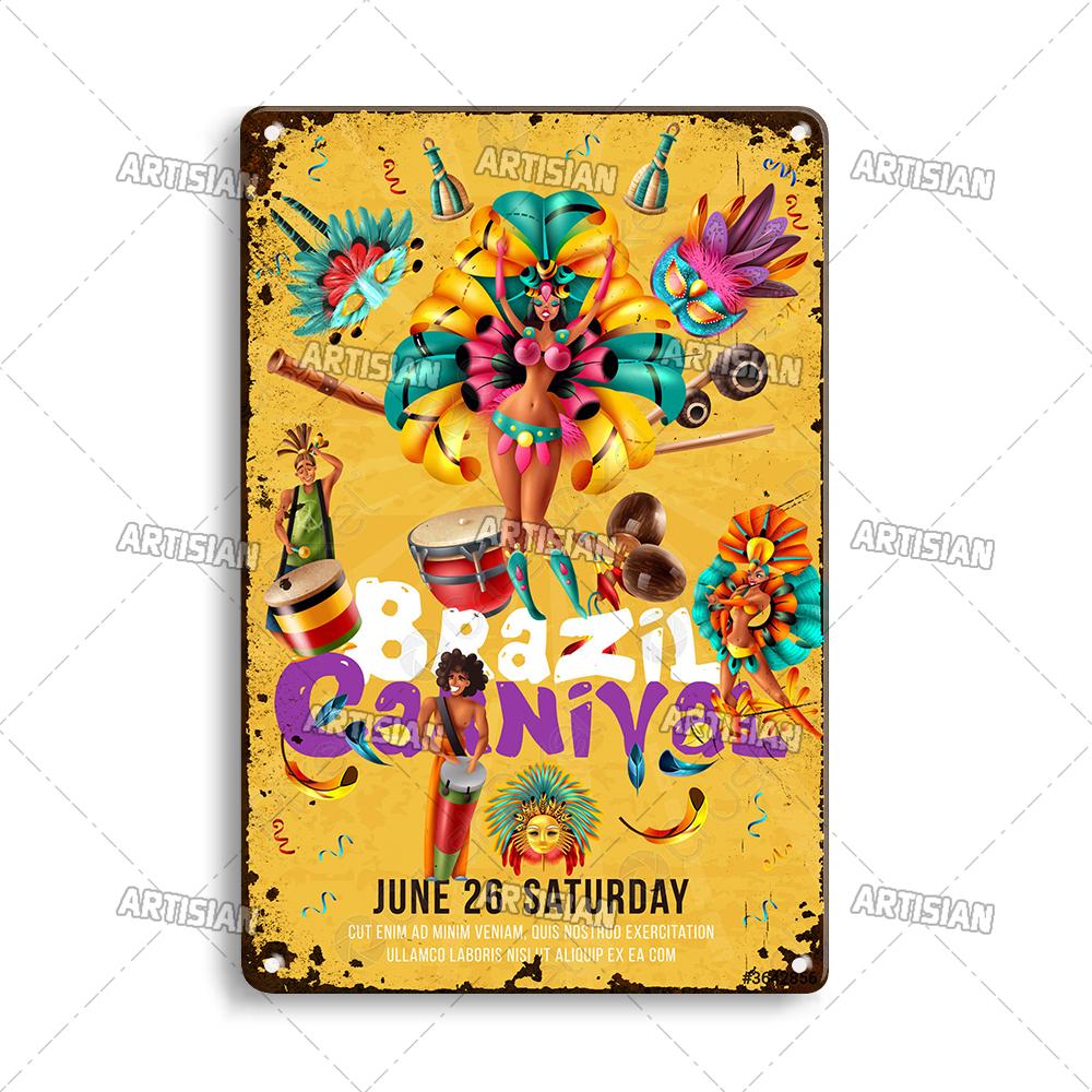 Nostalgic Brazil Metal Poster Vintage Travel Metal Tin Sign Decorative Plate Home Bar Studio Wall Decor Metal Plaque