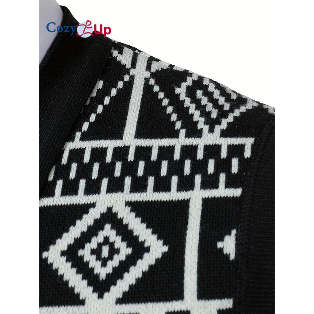 Cozy Up Men Color Block Plaid Knit Cardigan Vest with Buttons - Casual V-Neck, Sleeveless, Regular Fit for Spring/Fall