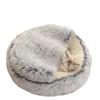 Weiches Plüsch-Haustierbett mit Bezug, rundes Katzenbett, Haustiermatratze, warme Katze/Hund, 2-in-1-Schlafnest, Höhle für kleine Hunde