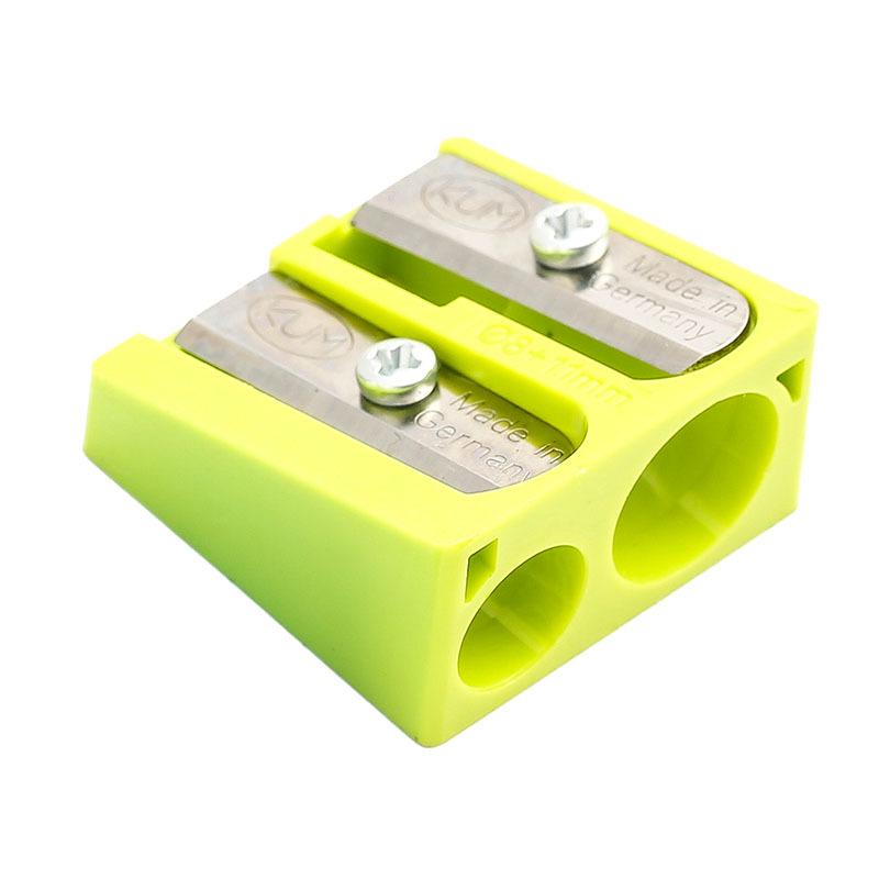 KUM 410K Double Hole Pencil Sharpener with High Hardness and Sharpness Blades, 8mm & 11mm, Brand New PS Plastic.