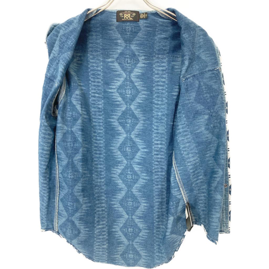 RRL Indigo Native American Pattern Western Shirt with Concho Buttons Tops XS IndigoUsed