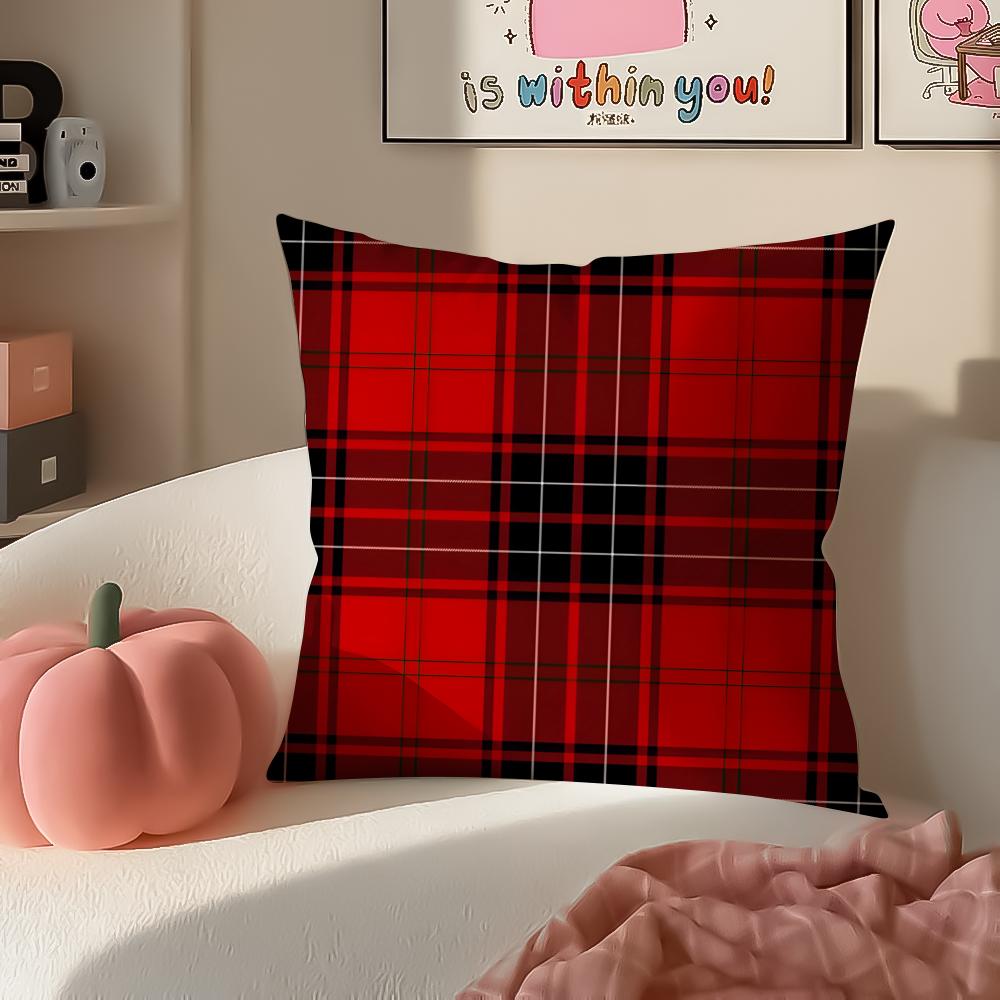 Classic Plaid Scottish attern NNordic Scottish Cushion Cover Pillowcase Short Plush Invisible zipper Room Sofa Cushion Cover
