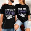 Halloween Matching Couple Tshirts Shes My Boo Hes My Boo Cute Ghost Bat Print Tee Unisex Unisex Fall Party Couple Outfit
