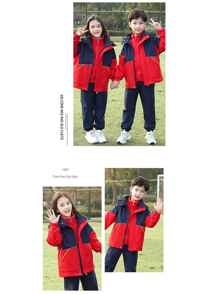 Children's Three-Piece School and Outdoor Uniform Set for Spring, Autumn, Winter