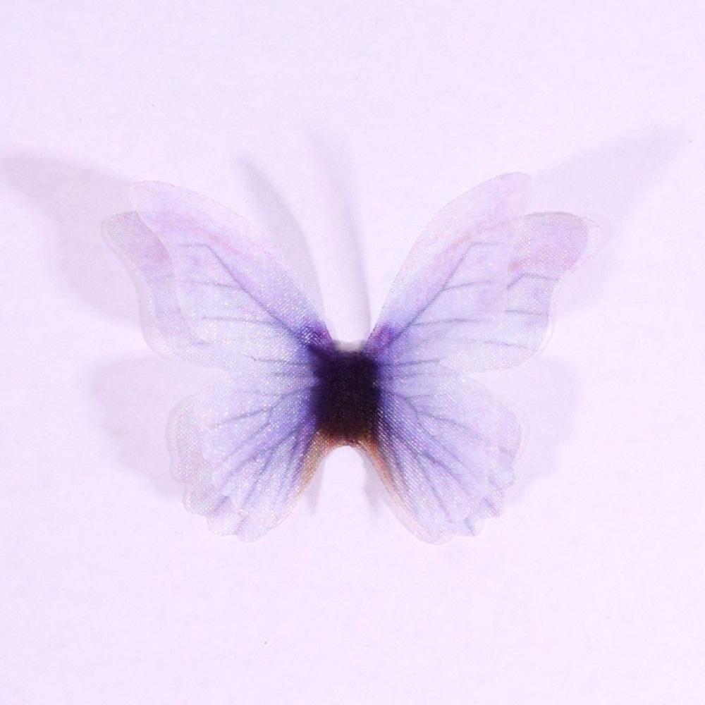 50Pcs Double-layer Chiffon Butterfly Embroidered Patches Bridal Hair Accessories