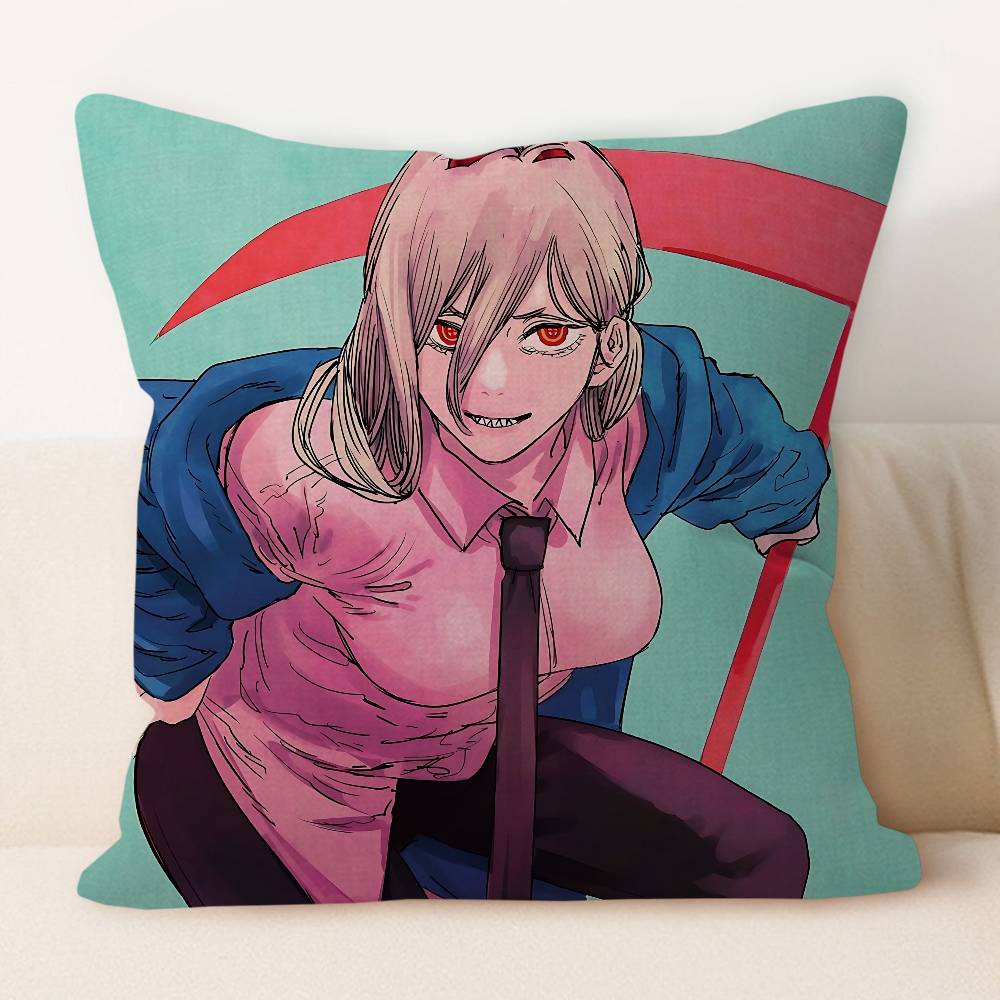 Power C-Chainsaw Man Pillowcase Toon Gift Cushion Cover Bedroom Home Sofa Chair Seat Decor Pillow Case