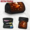 1pc Suitable for Schools, Large Capacity Double Layer Flip Pencil Case with Fox, Autumn Leaves & Design (Compatible for Supplies) - Zipper Closure for