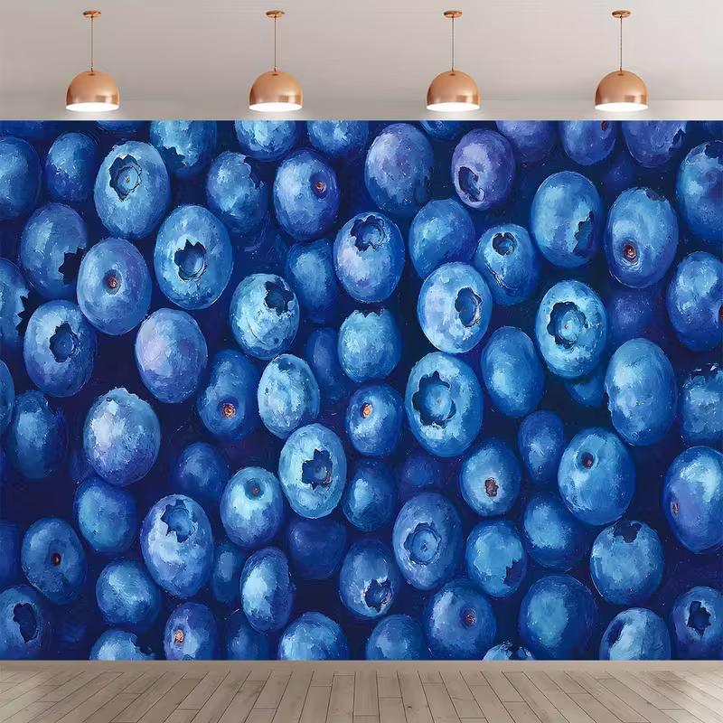 

2D Blueberry Pattern Backdrop - Fresh Berry Photography Background for Party 47.2x31.5inch/120*80cm