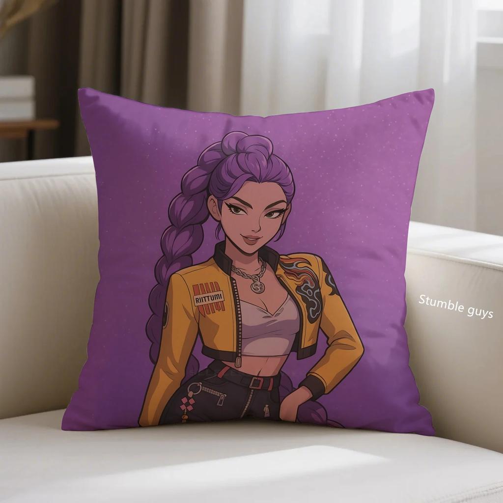 Kpop Anime Demon Hunters Cushion Cover Sofa Pillowcase Living Room
