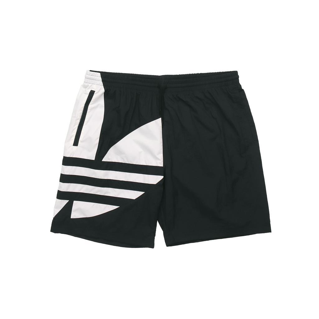 Adidas Originals Trefoil Large Logo Drawstring Mid-Waist Casual Shorts Men Bottoms Black FM9900