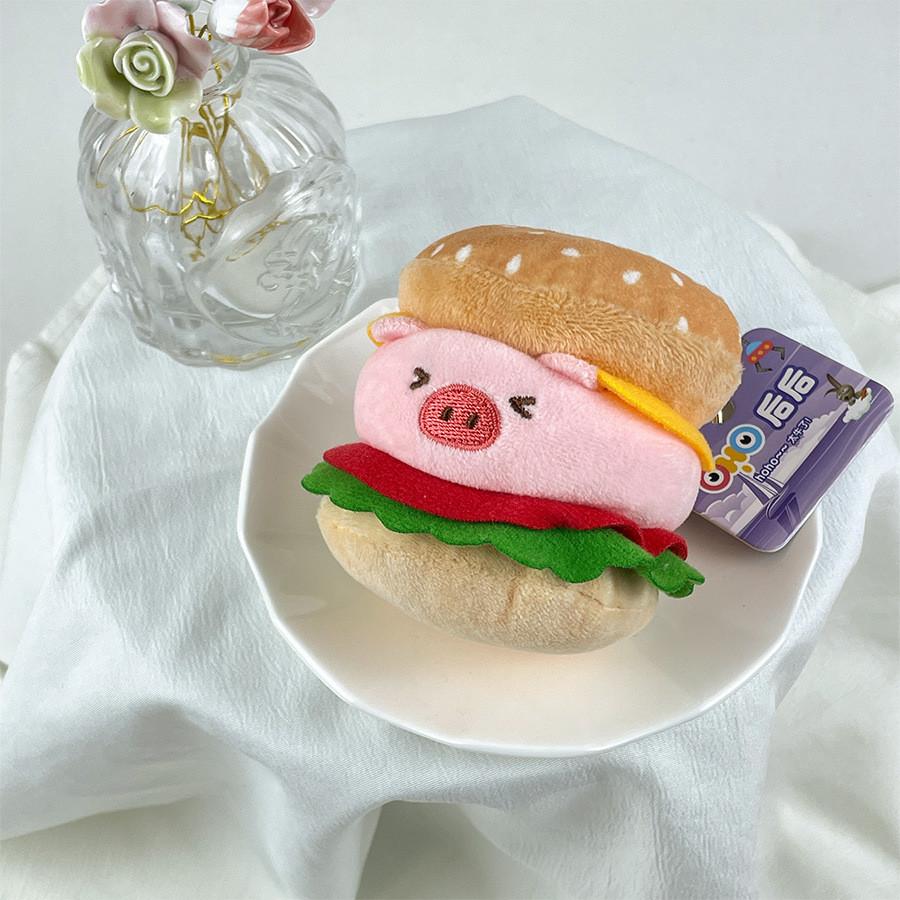 Adorable Hamburger Pig Plush Keychain Soft Stuffed Animal Doll For Cute Gifts