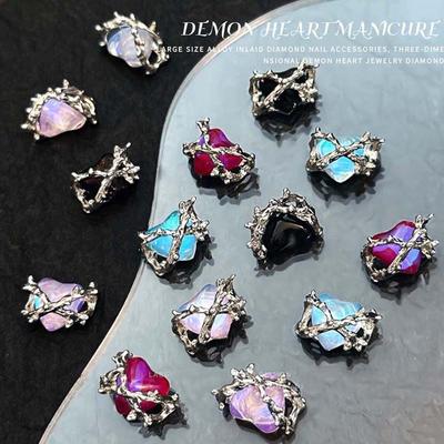 4Pcs/set Nail Art Charms Halloween Heart Nail Decorations Love Heart DIY Nail Ornaments Halloween Heart Nail Accessories