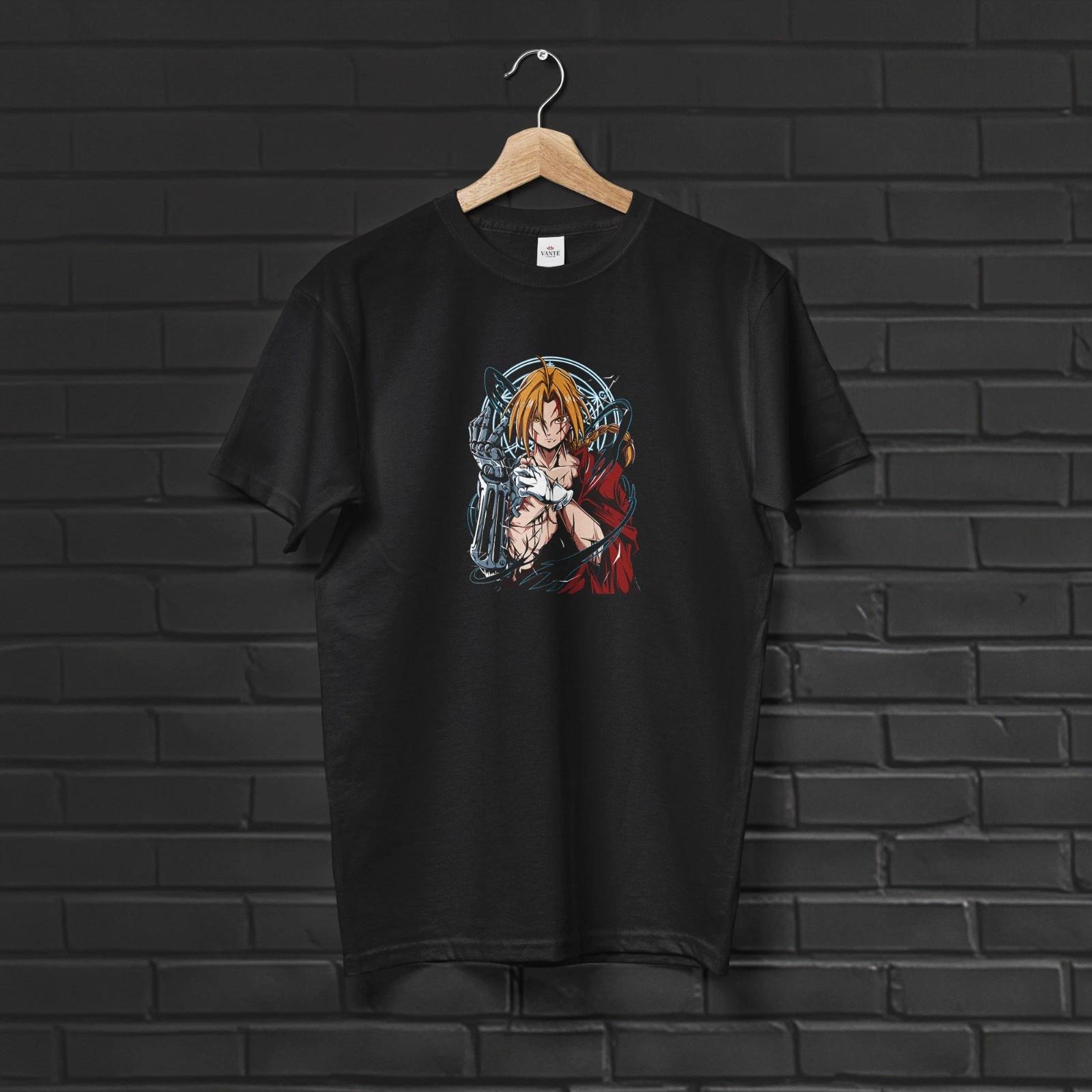 

FMA Brotherhood Edward Elric Automail Unisex Heavyweight Anime T-Shirt 4XL