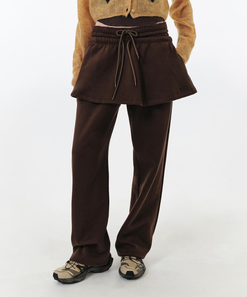 Grove Ren Flared Sweat Skirt (Brown)