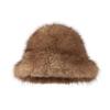 Windproof Faux Fur Bucket Hat Soft Winter Warm Cap Unisex Plush Fisherman Hat  Skiing